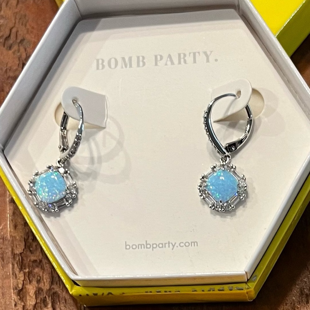 Light blue fire opal earrings